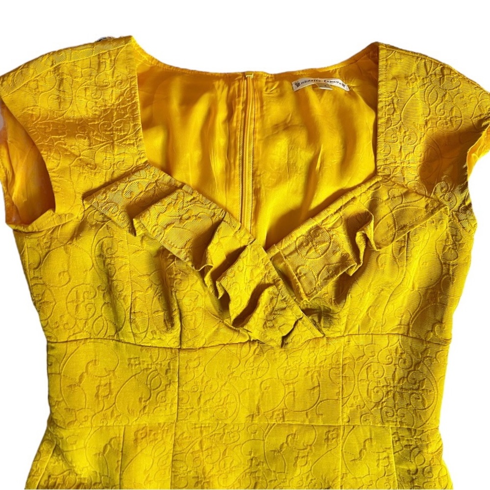 Nanette Lepore Sleeveless Dress SZ 4 VTG Designer Fitted Sheath Petite Goldenrod